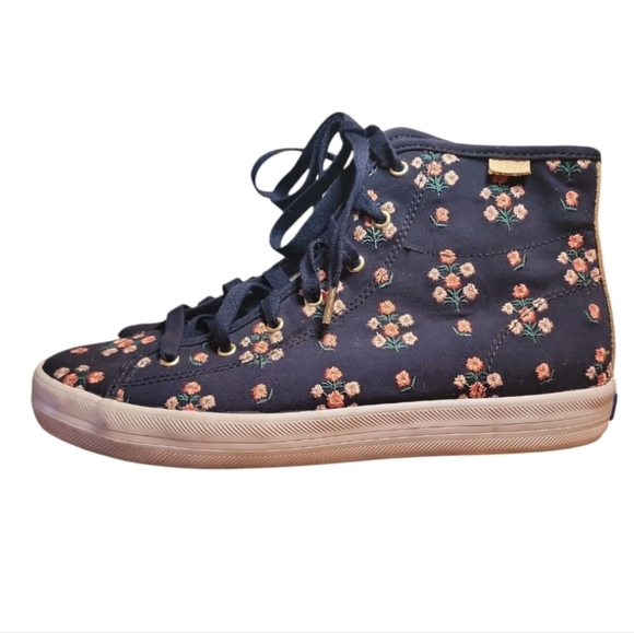 Keds X Paper Rifle Co Posy Embroidered Kickstart High Top Sneakers Size 6.5 Navy - Picture 5 of 14